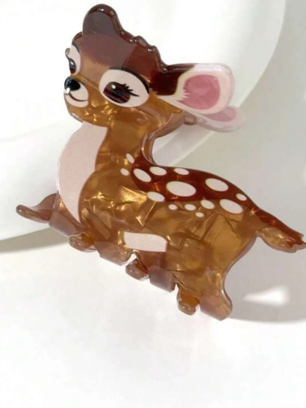 Cute Deer Acrylic Hair Clip - Brown & Pink Bambi